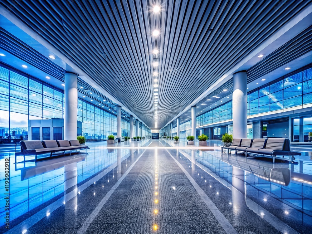 Modern Airport Interior Design: Empty Space, High Depth of Field Stock Photo Modern Airport Interior Design: Empty Space, High Depth of Field Stock Photo