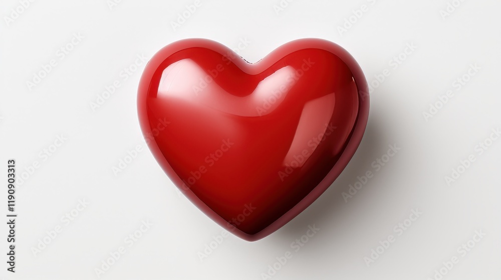 Glossy Red Heart Shape on Clean Background, Perfect for Love, Romance, and Affection Themes in Photography and Design Projects Glossy Red Heart Shape on Clean Background, Perfect for Love, Romance, and Affection Themes in Photography and Design Projects