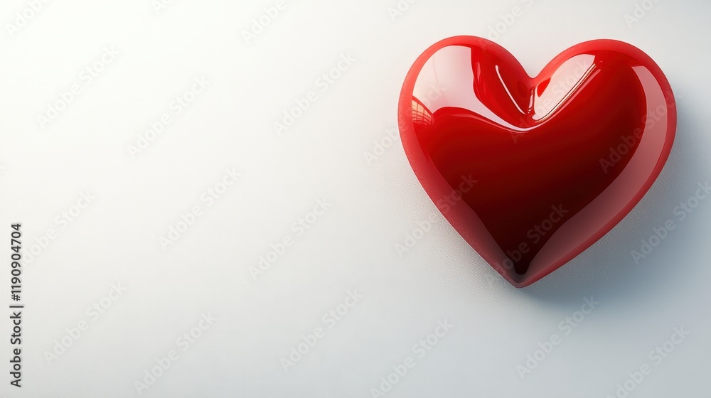 Shiny Red Heart on a Minimalist Background Representing Love, Affection, and Passion for Arts, Activities, and Romantic Moments Shiny Red Heart on a Minimalist Background Representing Love, Affection, and Passion for Arts, Activities, and Romantic Moments