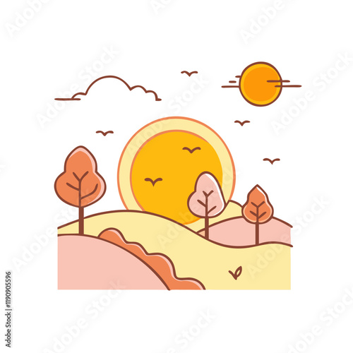 autumn sunset vector icon,autumn sunset vector illustration - simple illustration of autumn sunset ,perfect for logos and iconsautumn sunset 