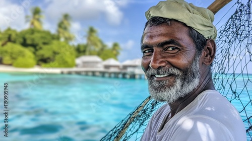 Smiling Fisherman in Paradise