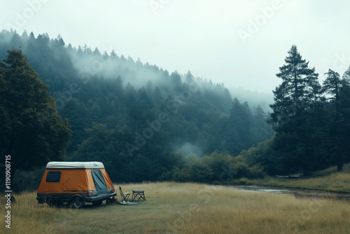 Wallpaper Mural camping with the view of forest Torontodigital.ca