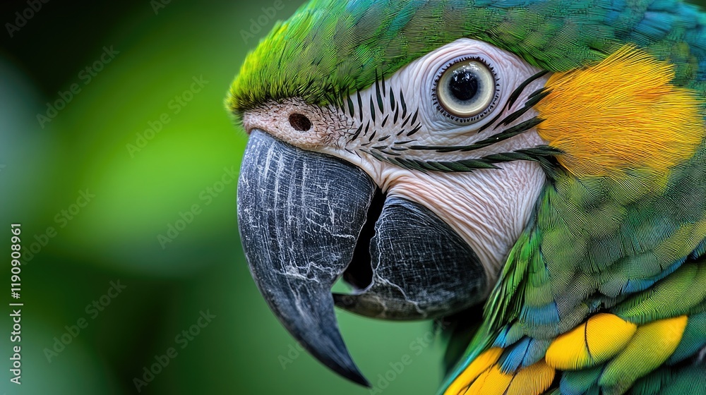 Close-Up of a Colorful Parrot Surrounded by Lush Greenery in Nature Close-Up of a Colorful Parrot Surrounded by Lush Greenery in Nature