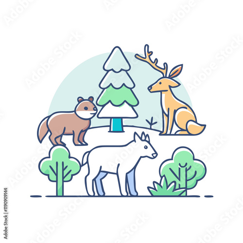 forest animals vector icon,forest animals vector illustration - simple illustration of forest animals ,perfect for logos and iconsforest animals 
