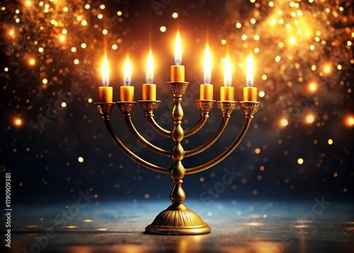 Illuminated Menorah Night Photography - Festive Hanukkah Candles photo