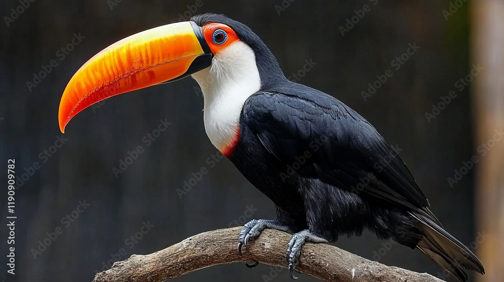 captivating wildlife photography of colorful toco toucan with large beak perched on branch in tropical rainforest captivating wildlife photography of colorful toco toucan with large beak perched on branch in tropical rainforest
