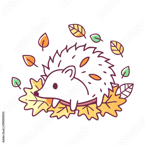 hedgehog in leaves vector icon,hedgehog in leaves vector illustration - simple illustration of hedgehog in leaves ,perfect for logos and iconshedgehog in leaves 