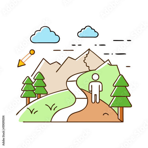 hiking trail vector icon,hiking trail vector illustration - simple illustration of hiking trail ,perfect for logos and iconshiking trail 