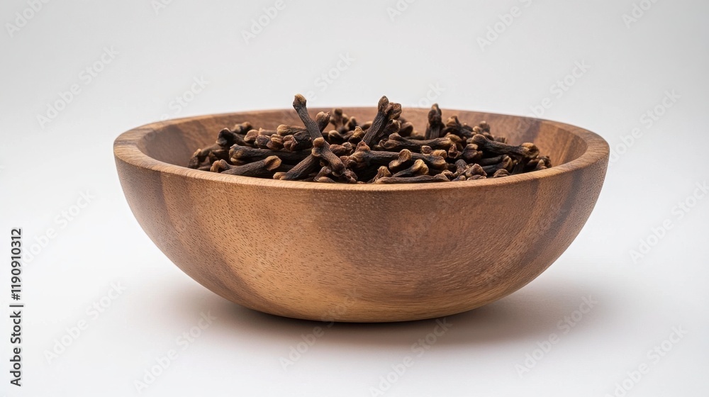 Rustic Wooden Bowl with Dried Cloves Rustic Wooden Bowl with Dried Cloves