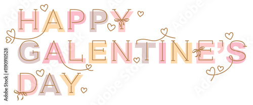 Happy Galentine`s day greeting banner. Holiday banner in line art style.