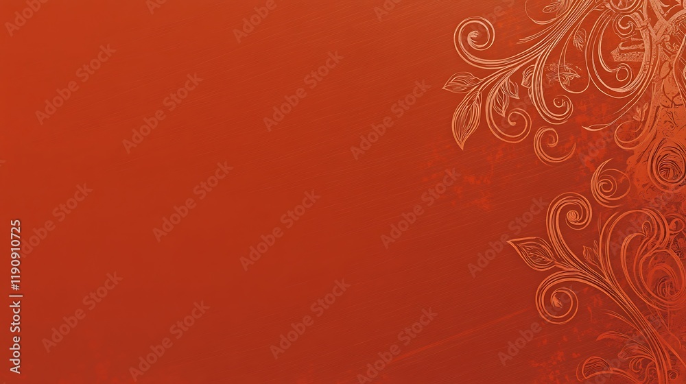 Abstract Orange Background with Floral Design Abstract Orange Background with Floral Design