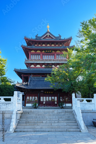 Zhenjiang Yuntai Pavilion, Majestic Chinese Pavilion in Lush Green Setting photo