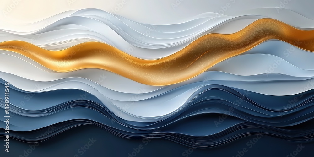 Fototapeta premium Elegant Abstract Waves of Gold and Blue