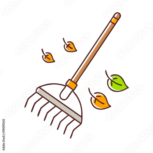rake and leaves vector icon,rake and leaves vector illustration - simple illustration of rake and leaves ,perfect for logos and iconsrake and leaves 