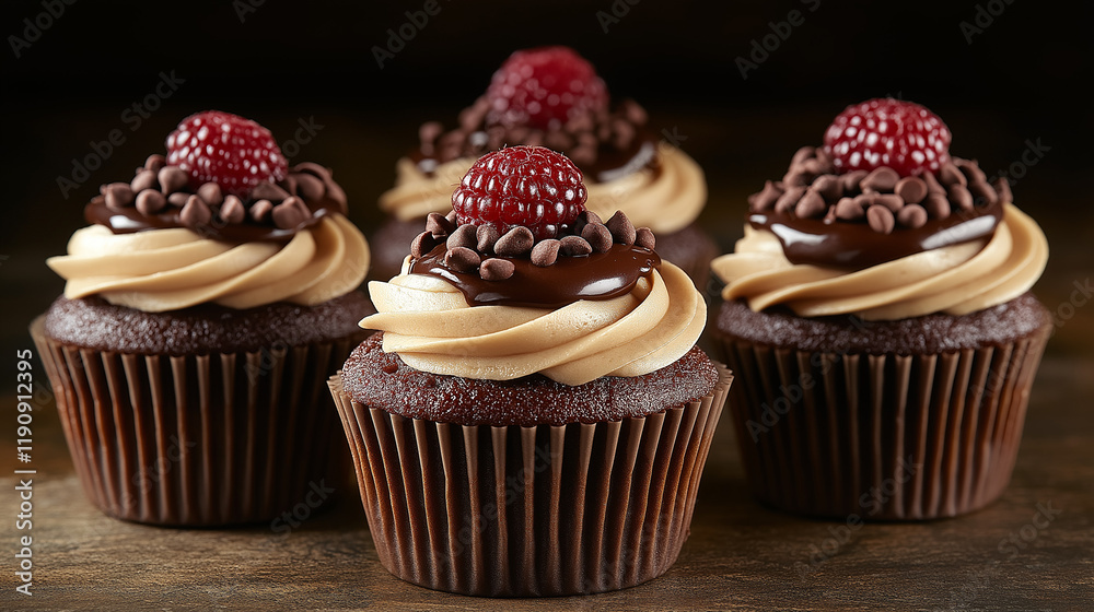A set of delicious and sweet cupcakes, high calories dessert
