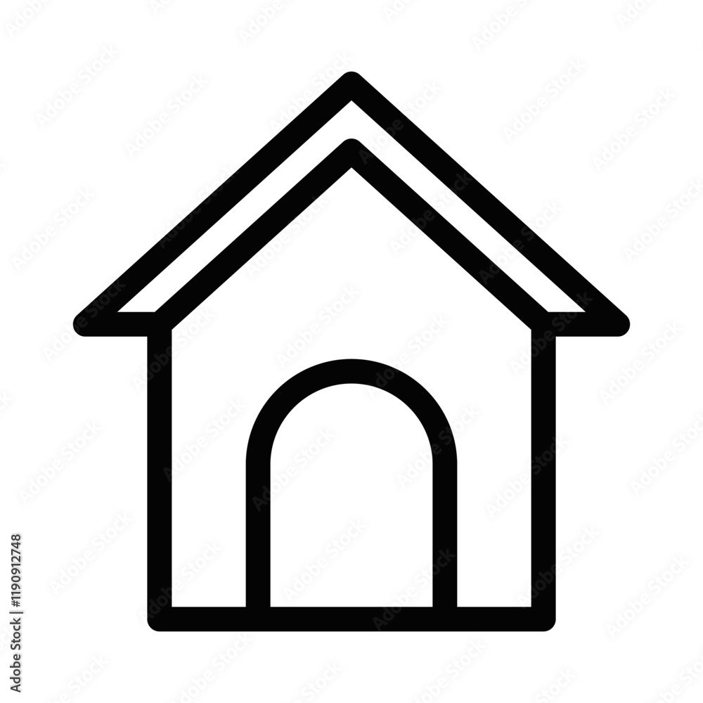 Vector illustration of a simple doghouse icon. Editable stroke. Vector illustration of a simple doghouse icon. Editable stroke.