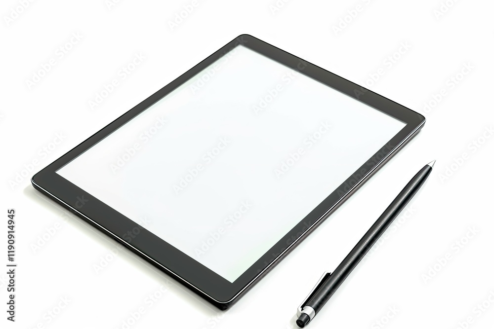 Digital Tablet and Graphic Digital Tablet with Stylus Isolated on White Background Digital Tablet and Graphic Digital Tablet with Stylus Isolated on White Background