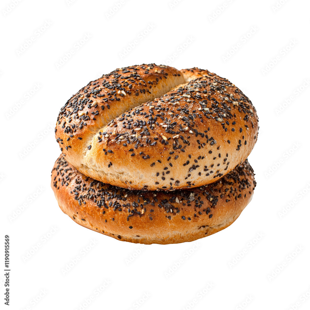 Two Crusty Sesame Seed Rolls, Freshly Baked Bread Two Crusty Sesame Seed Rolls, Freshly Baked Bread