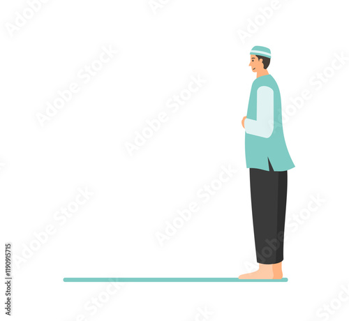 Man perform salah or islamic prayer