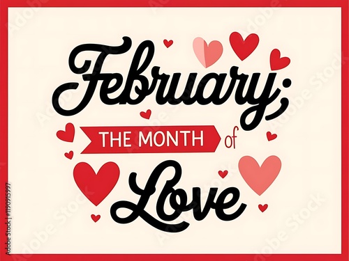 February The Month of Love Hearts Design photo