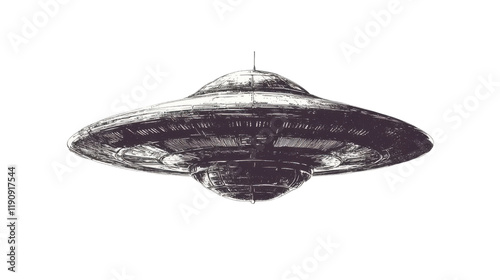 Vintage flying saucer transparent background