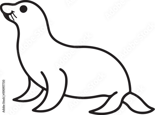 coloring page seal silhouette vector illustration, solid white background