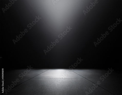perspective floor backdrop black room studio with gray gradient spotlight backdrop background for display your product or artwork