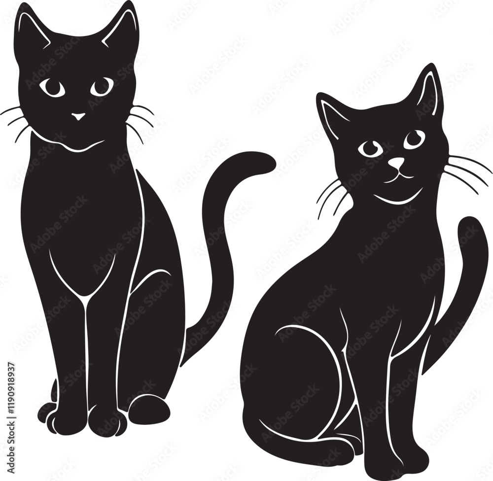 Fototapeta premium coloring page cat silhouette vector illustration
