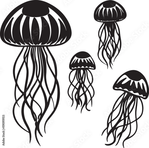  jellyfish silhouette vector illustration