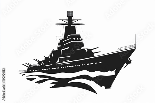 Bold silhouette of a battleship sailing on calm waters photo