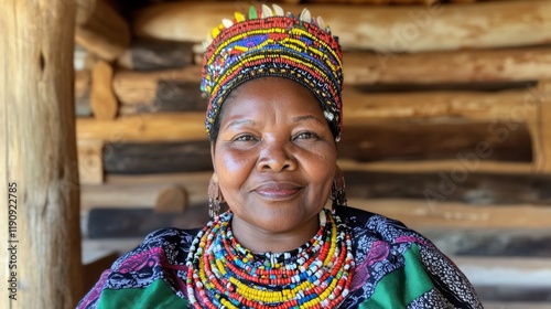 Vibrant African Woman in Traditional Attire photo