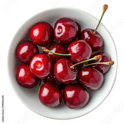 Fresh cherries bowl fruit transparent background food photography png