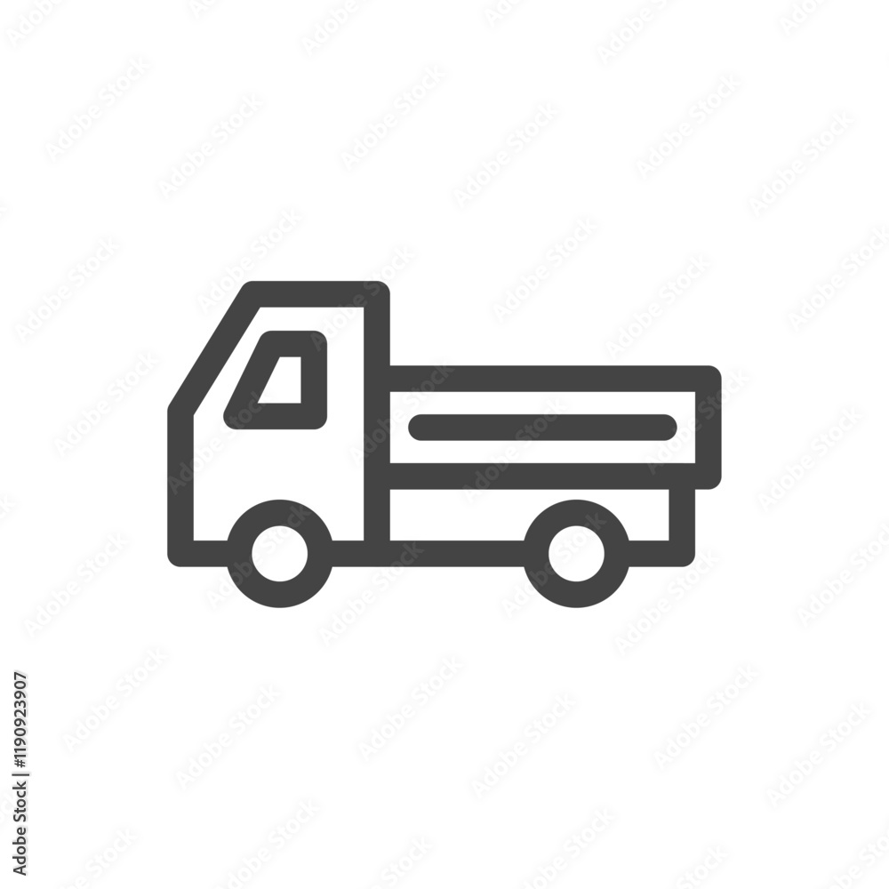 線画乗り物関連の単品アイコン 積載車 線画乗り物関連の単品アイコン 積載車