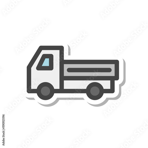 ステッカー風乗り物関連の単品アイコン　積載車