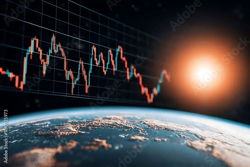 Fototapeta Naklejka Na Ścianę i Meble -  Business insights on space exploration trends earth view data visualization future concepts