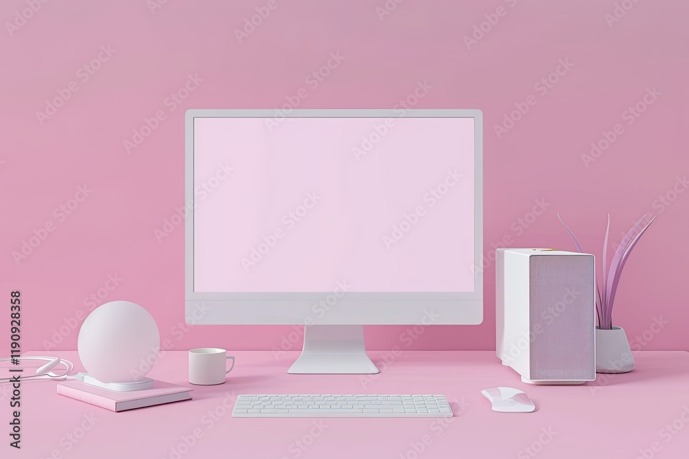 3D Computer Mockup with Minimal Background Customizable Background and Object Color