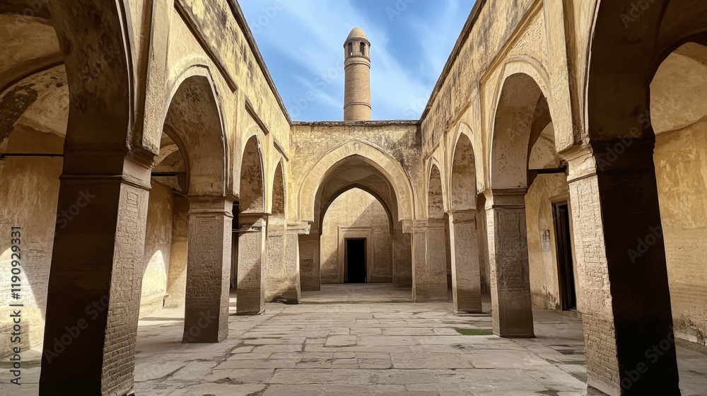 Obraz premium Ancient Mosque Courtyard - Architectural Masterpiece