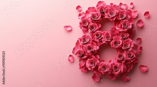 Pink rose petal number eight on gradient background