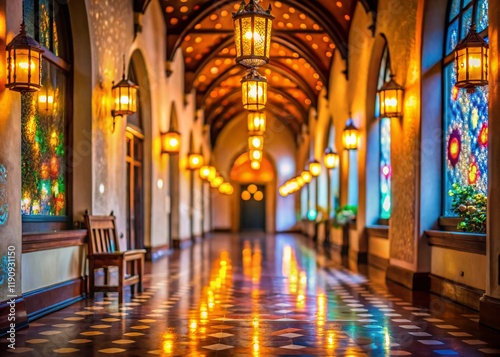 Oakland Chapel of Chimes Columbarium Hallway - Peaceful Autumn Atmosphere  Bokeh Effect