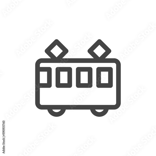 線画乗り物関連の単品アイコン　電車