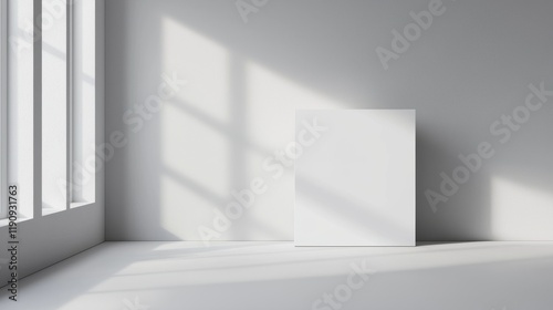 Wallpaper Mural A minimalist room with soft light casting shadows on a white wall, creating a calm and serene atmosphere. Torontodigital.ca