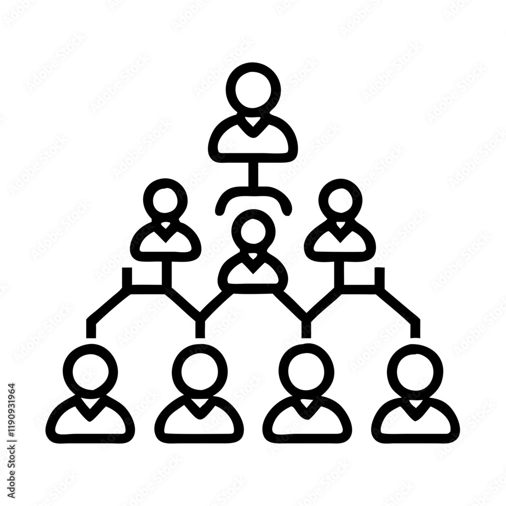 Organizational chart with connected team members Organizational chart with connected team members
