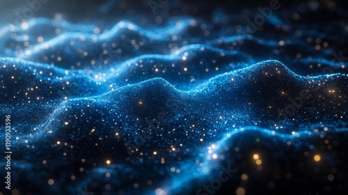 Abstract Blue Network of Glowing Dots. Generative AI photo