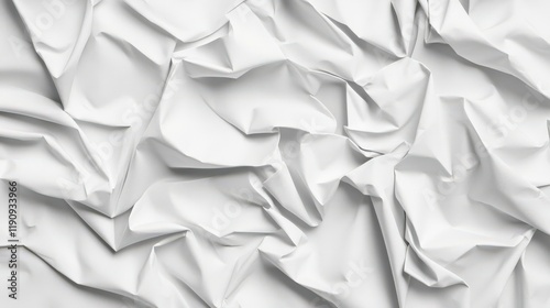 Exploring the intricate beauty of wrinkled white paper with soft creases and folds under gentle illumination