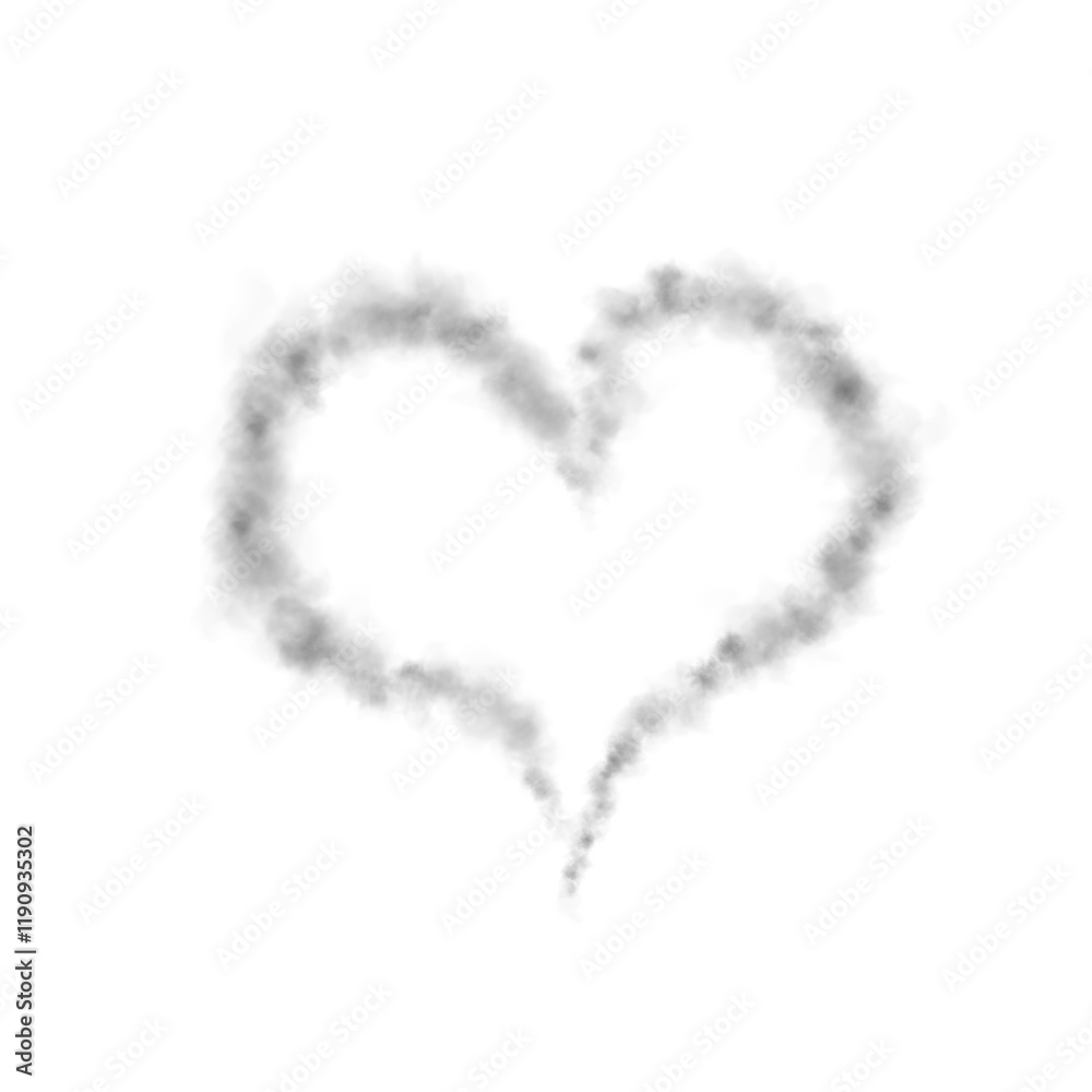 Realistic smoky black fluffy heart shaped cloud on transparent background. Romantic golden translucent smoke floating in the shape of a heart. PNG.
Realistic smoky black fluffy heart shaped cloud on transparent background. Romantic golden translucent smoke floating in the shape of a heart. PNG.