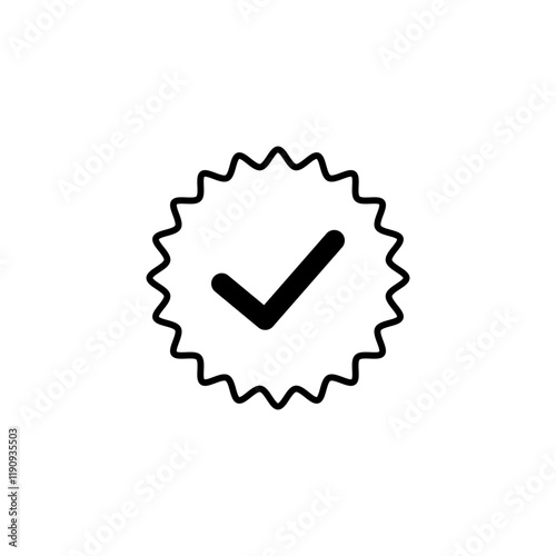 verified social media account icon. approved profile sign, simple flat style, pictogram logo sign symbol vector illustration, isolated on white for mobile app