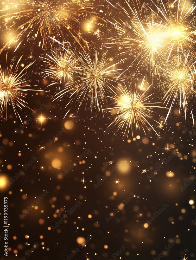 Obraz premium Experience joyful celebrations as golden sparklers light the night sky and dazzling fireworks burst above, creating an enchanting holiday atmosphere filled with happiness and festive cheer