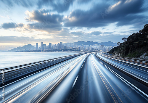 Automobile advertising background road, accelerating road forward