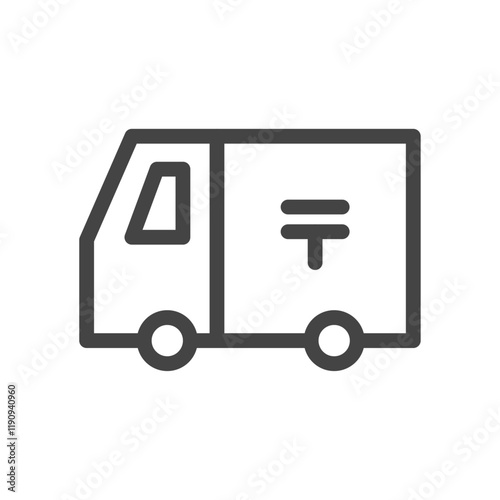 線画乗り物関連の単品アイコン　郵便車