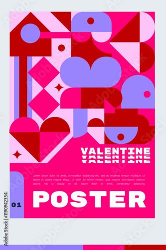 Modern geometric poster and banner collection for Valentine's Day business cover